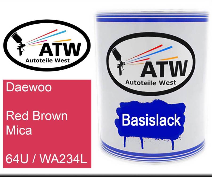 Daewoo, Red Brown Mica, 64U / WA234L: 1L Lackdose, von ATW Autoteile West.